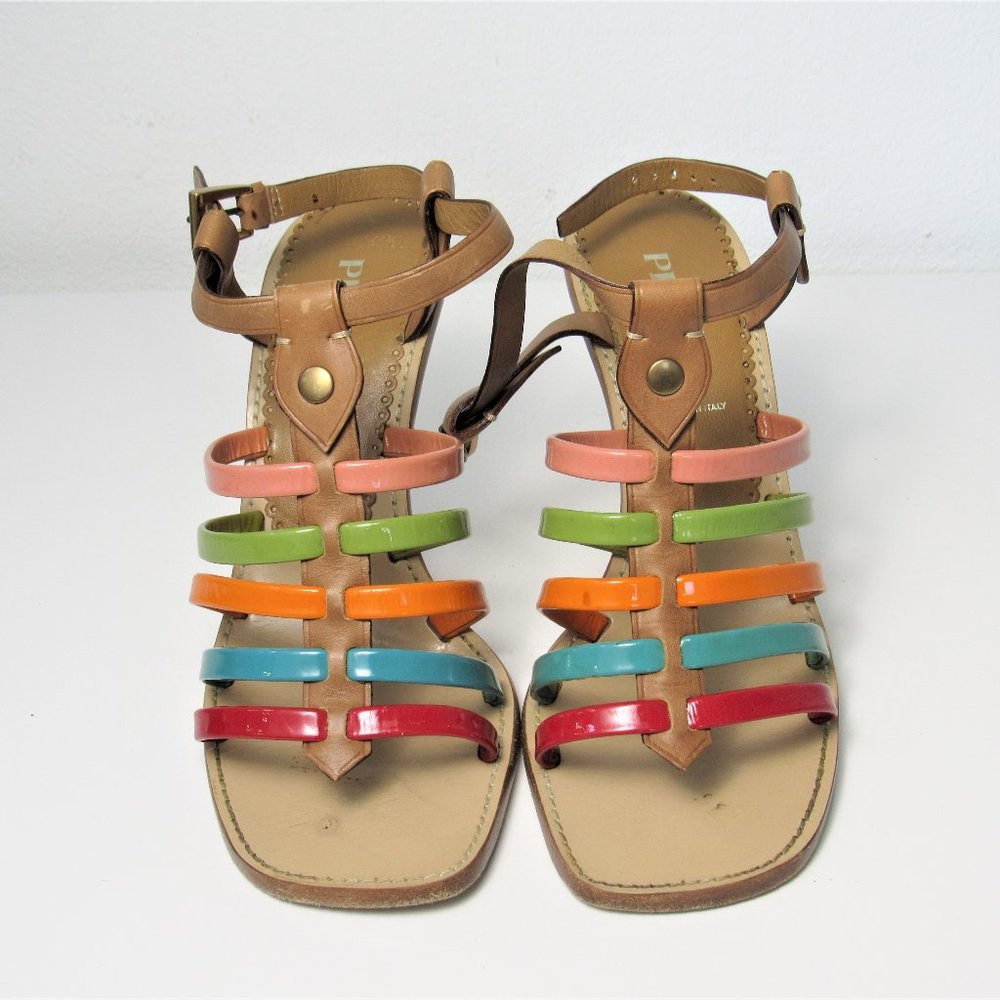 PRADA Strappy Multi-color Heeled Sandals 36.5